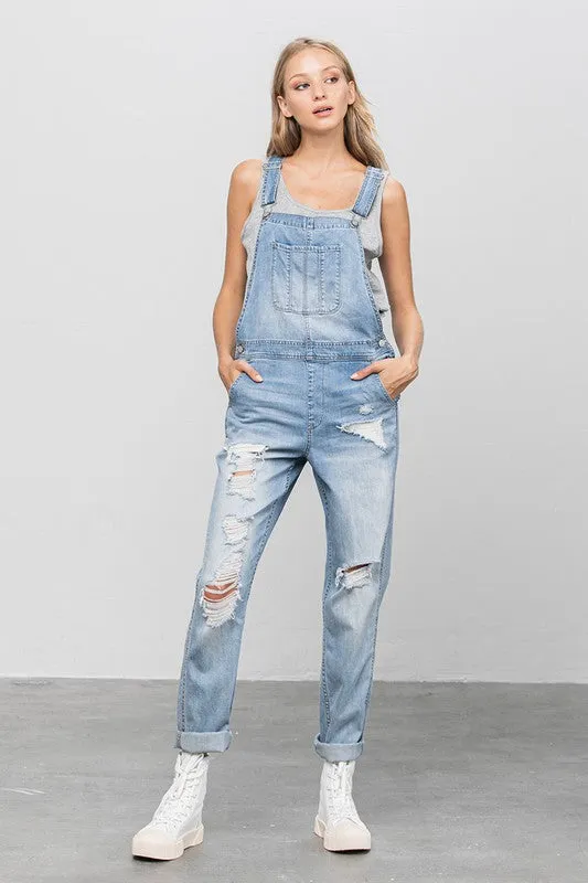 TEEK - LIGHT WASH HEAVY BODY PREMIUM DESTROY OVERALLS