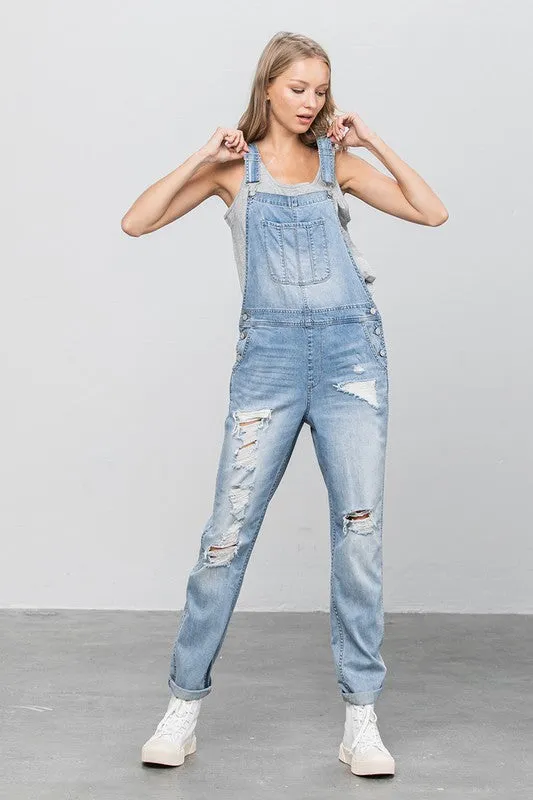 TEEK - LIGHT WASH HEAVY BODY PREMIUM DESTROY OVERALLS