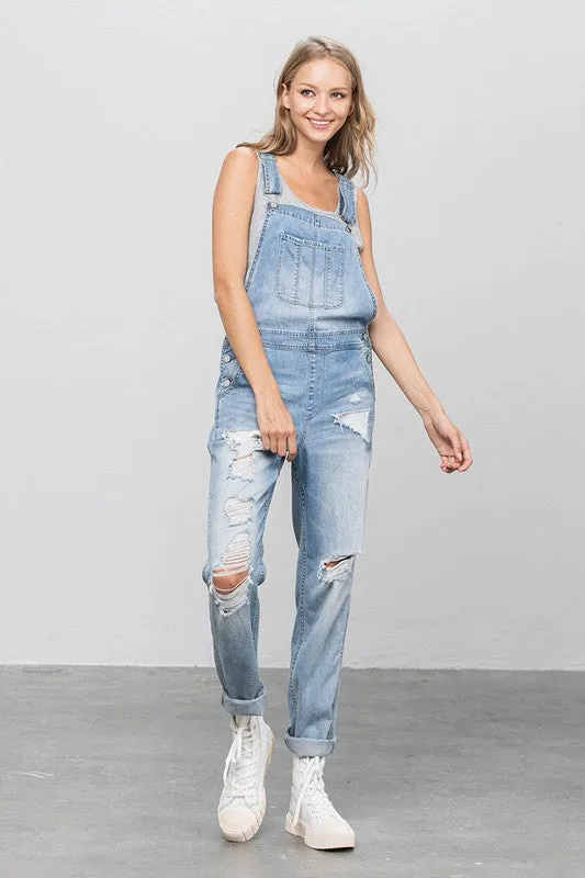 TEEK - LIGHT WASH HEAVY BODY PREMIUM DESTROY OVERALLS