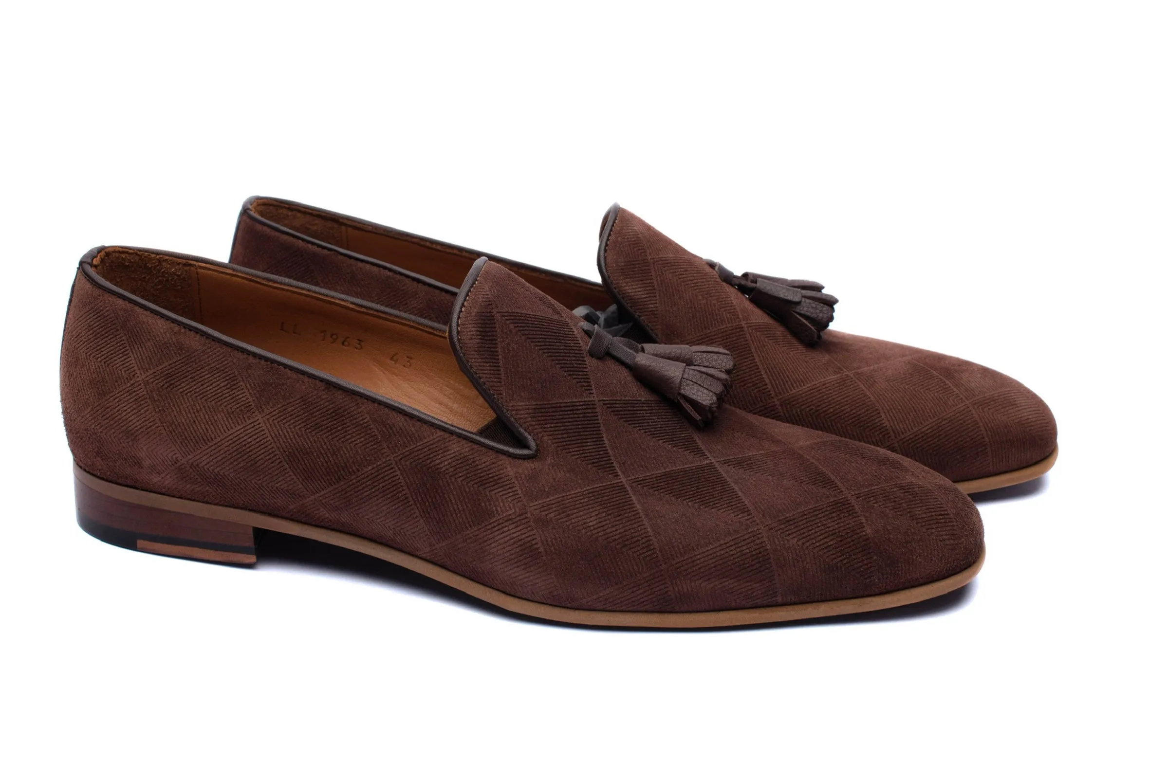 The Diamanté Suede Loafers - Chocolate Brown