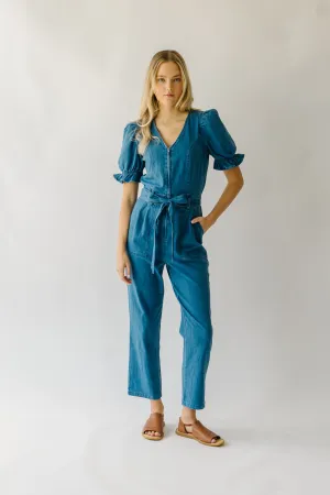 The Roxand Puff Sleeve Jumpsuit in Denim