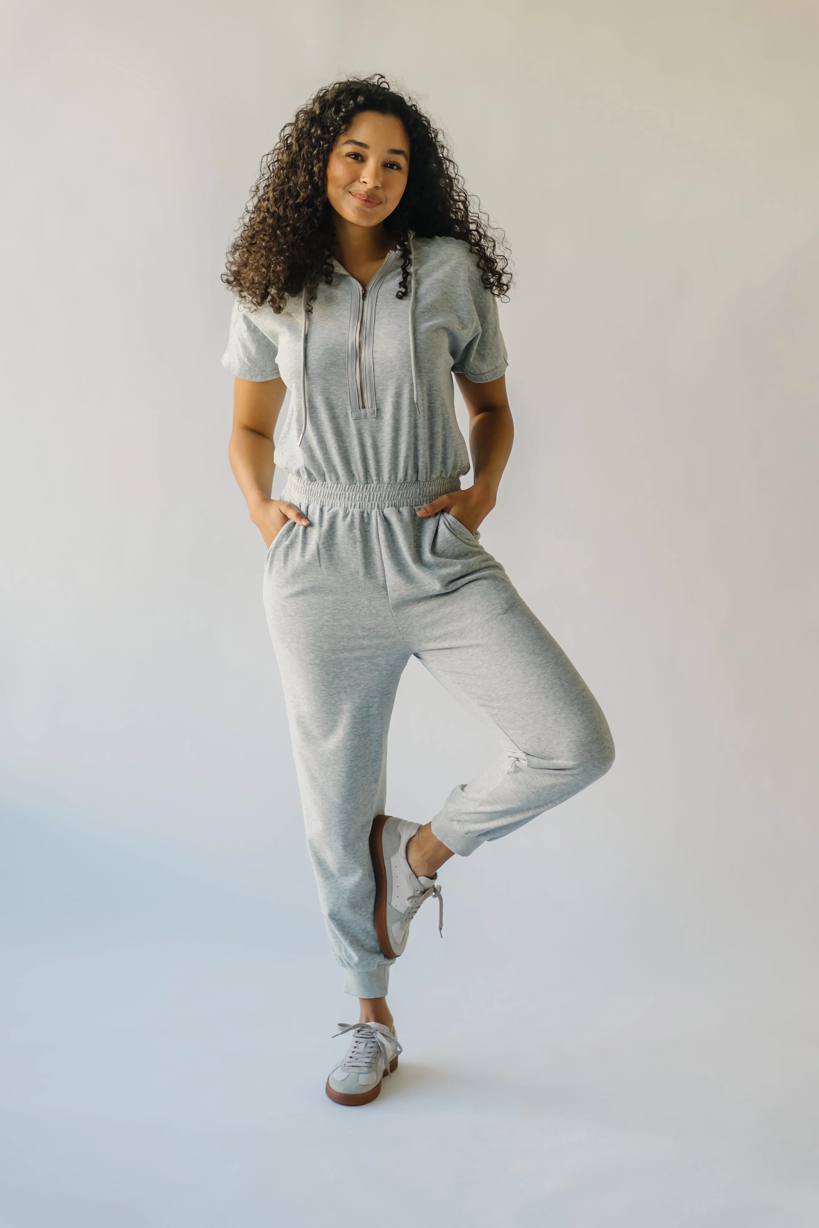 The Sullins Hooded Jumpsuit in Heather Grey