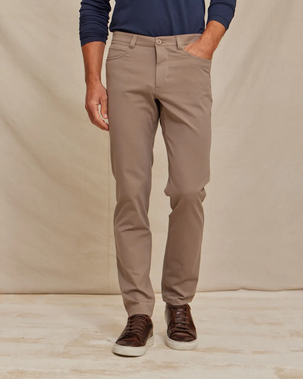 The Voyager - Performance 5-Pocket Pant (New) - Taupe