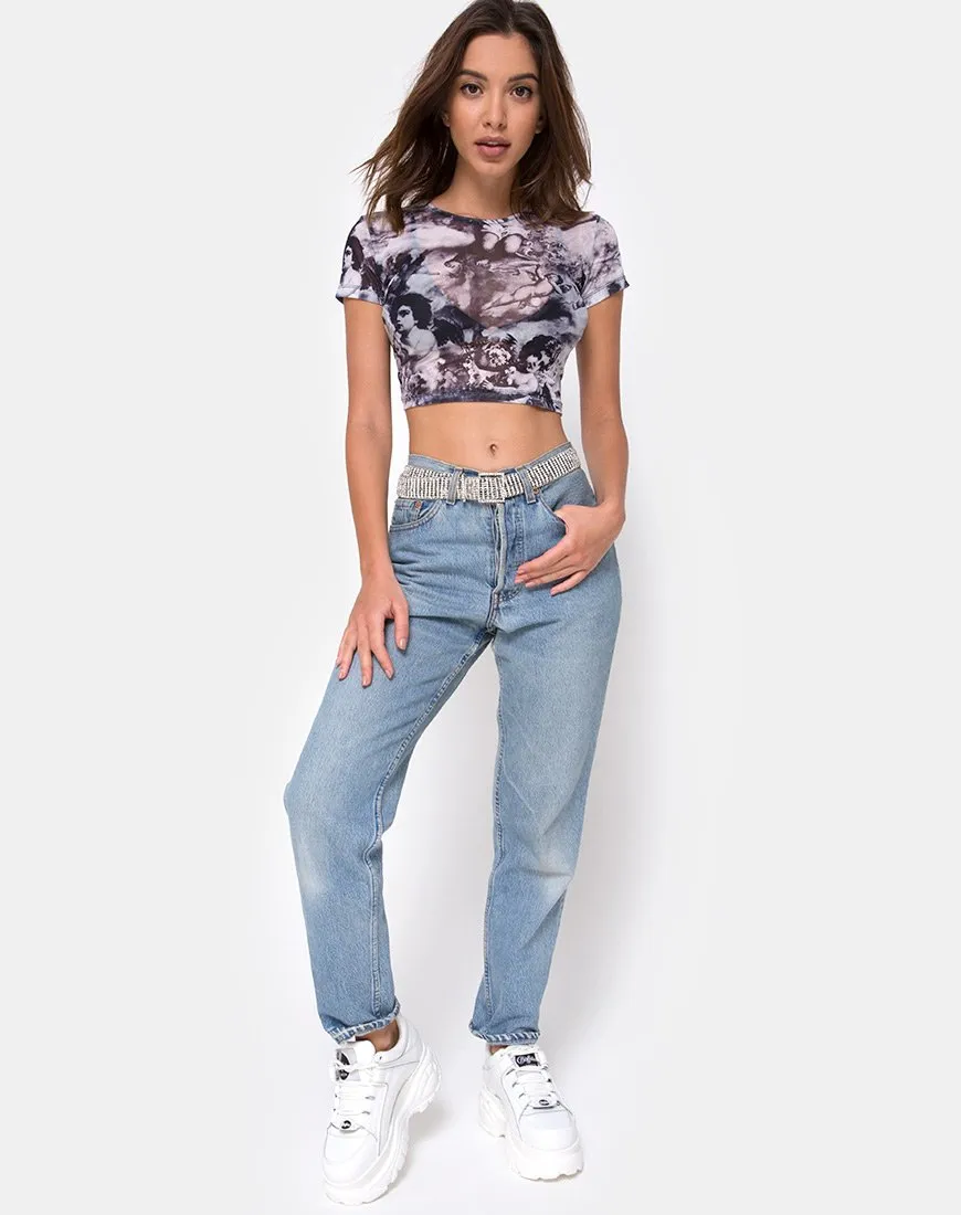 Tiney Crop Top in Cherub Mesh