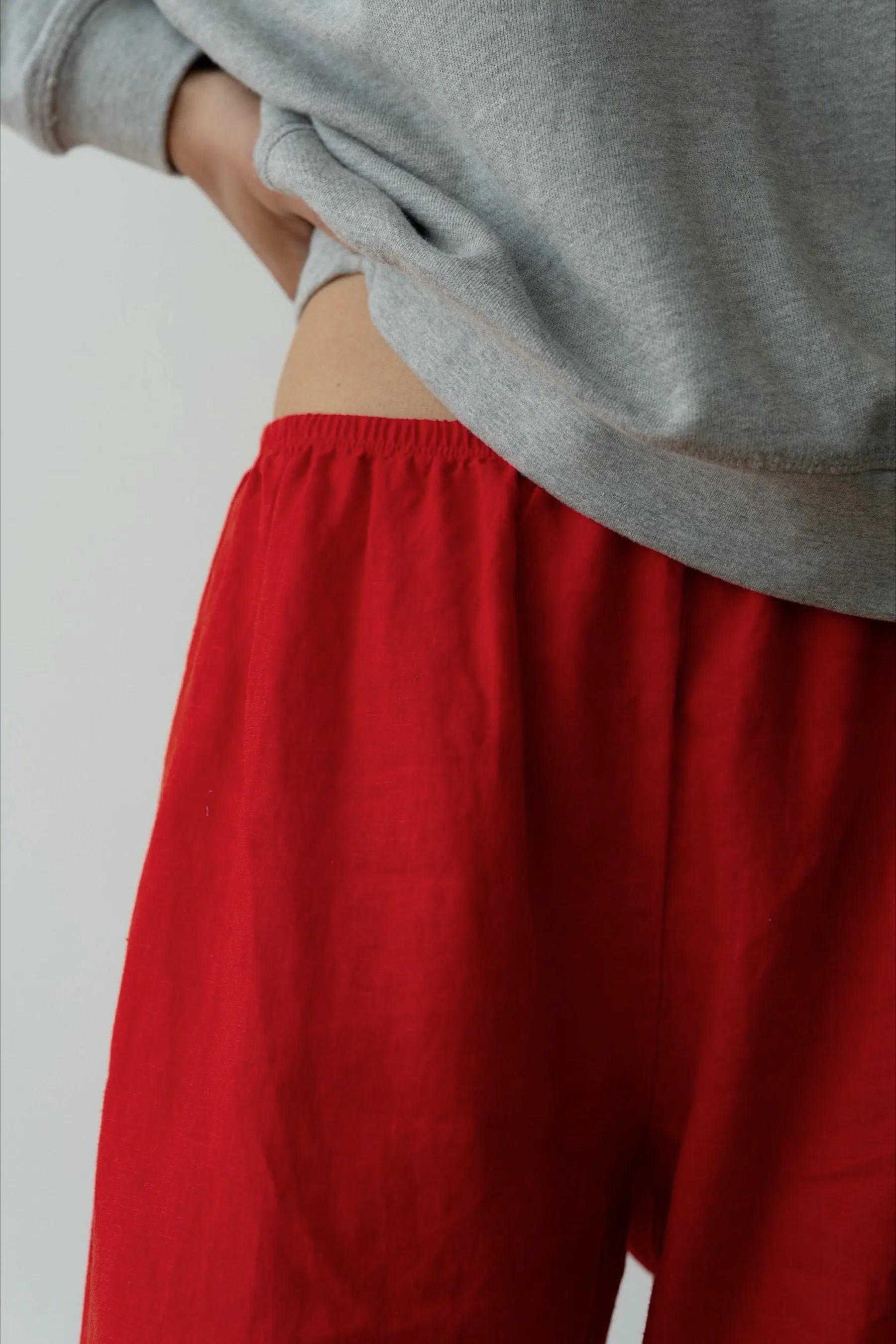 Tomato Linen Simple Pant