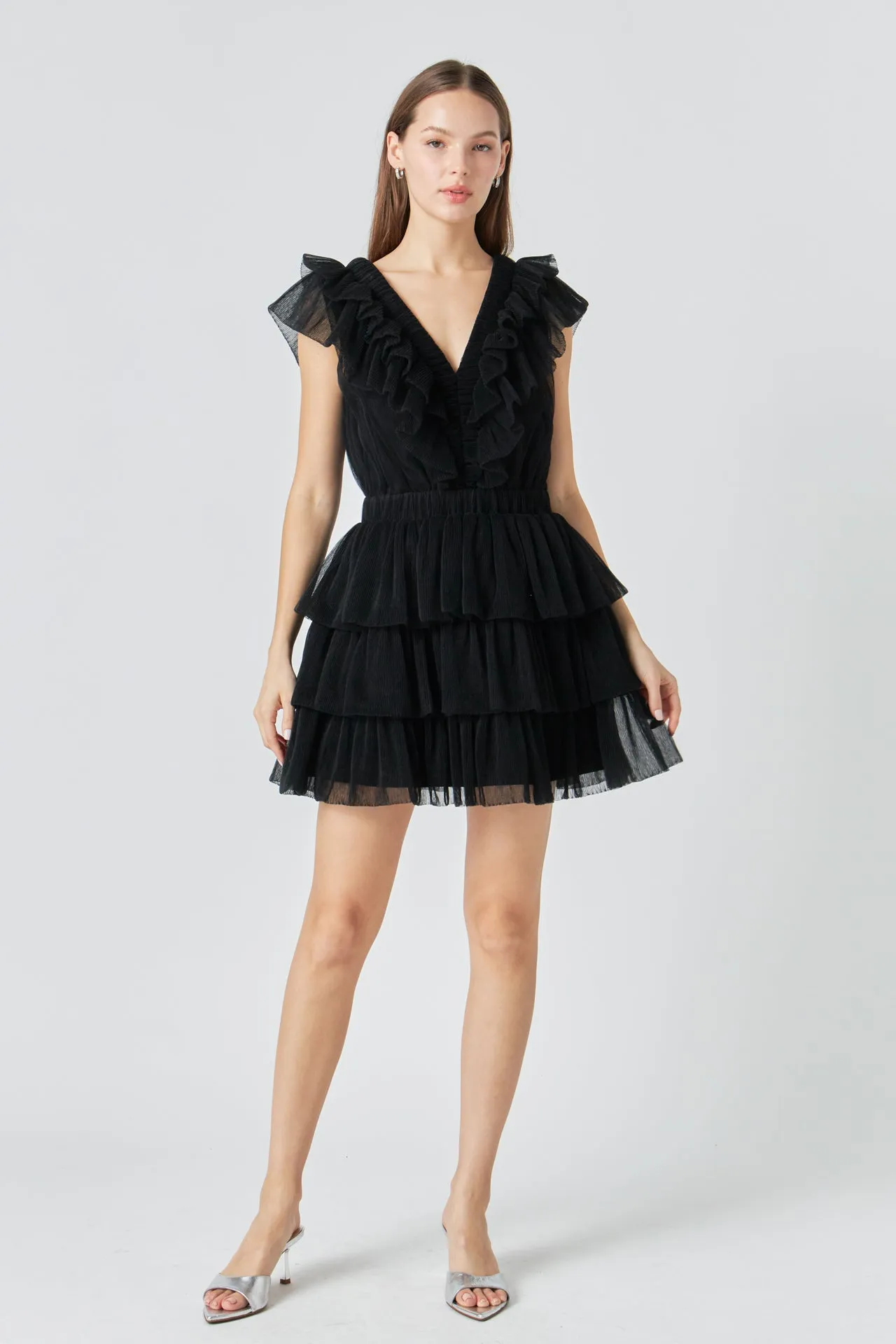 Tulle Ruffle Tiered Mini Dress