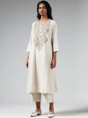 Utsa Grey Chikankari Embroidered Kurta