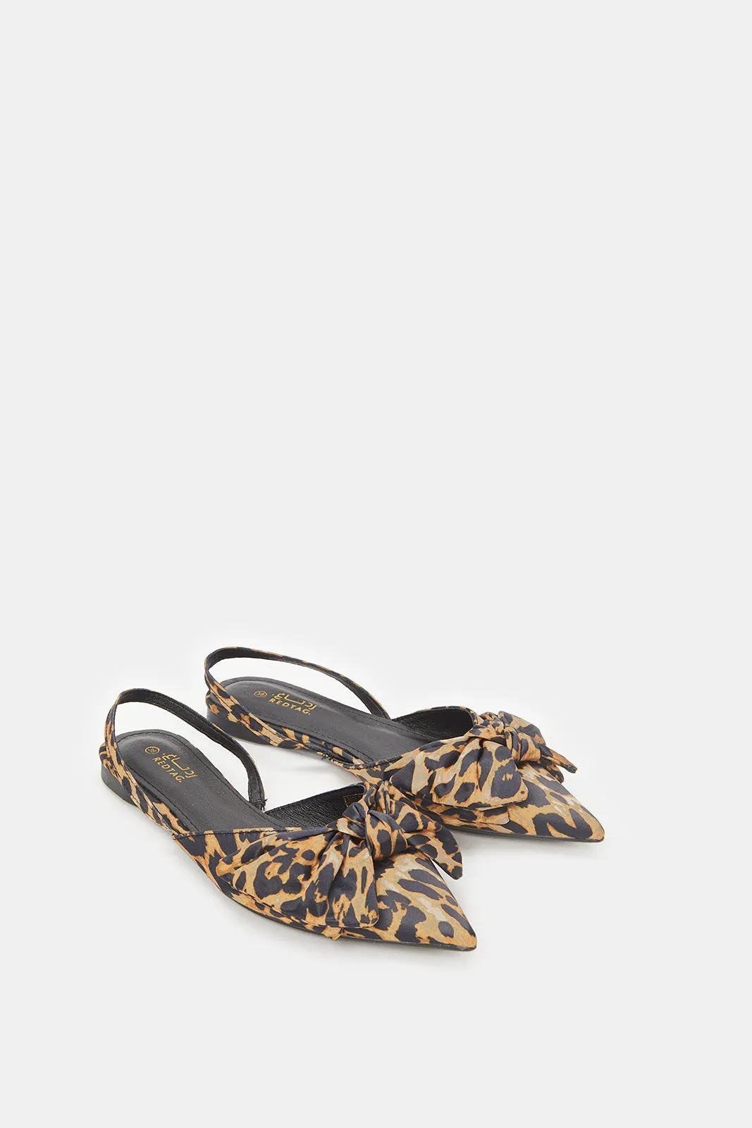 Women Brown Printed Bow Trim Slingback