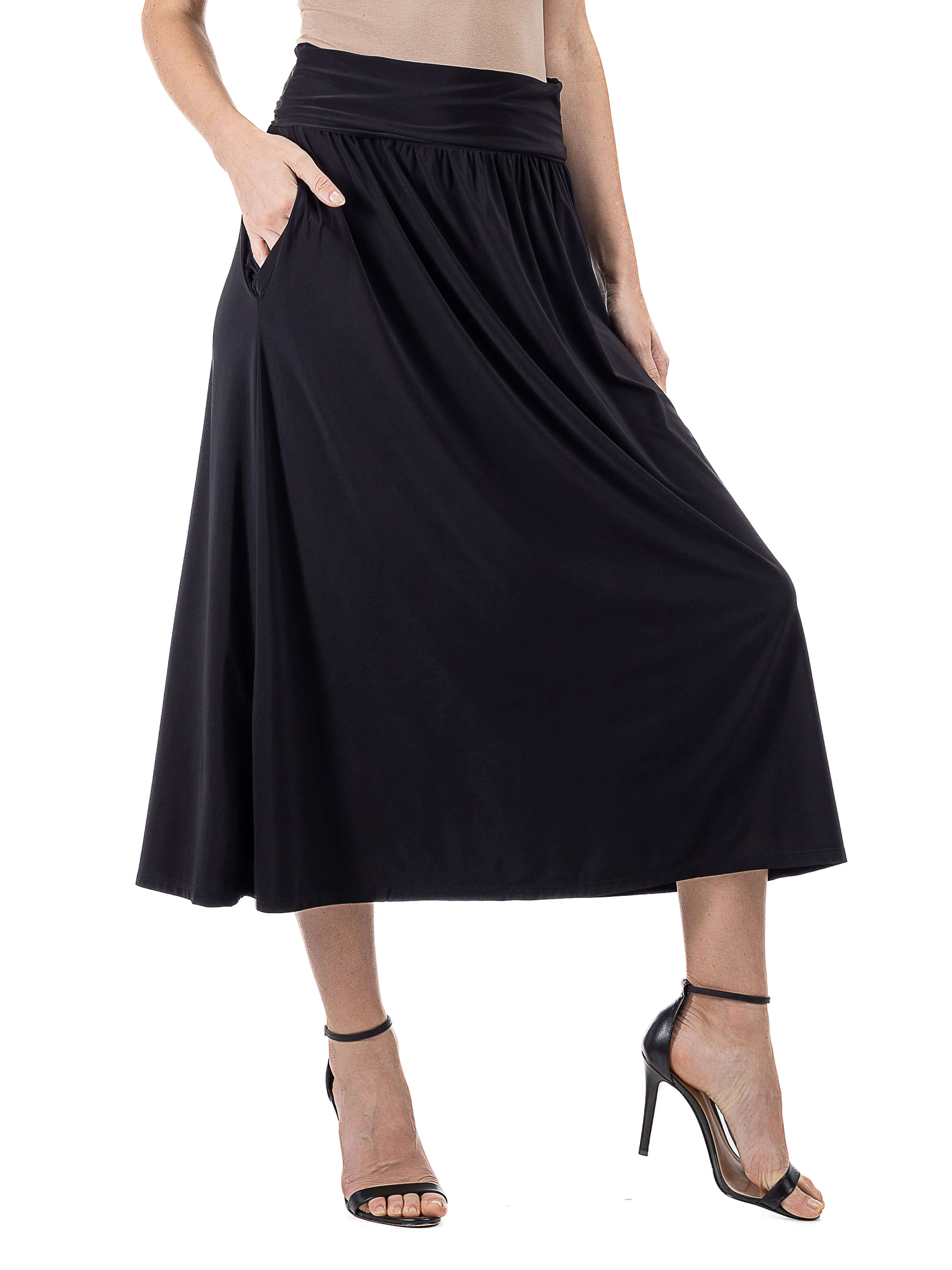 Womens Foldover Maxi Skirt With Pockets