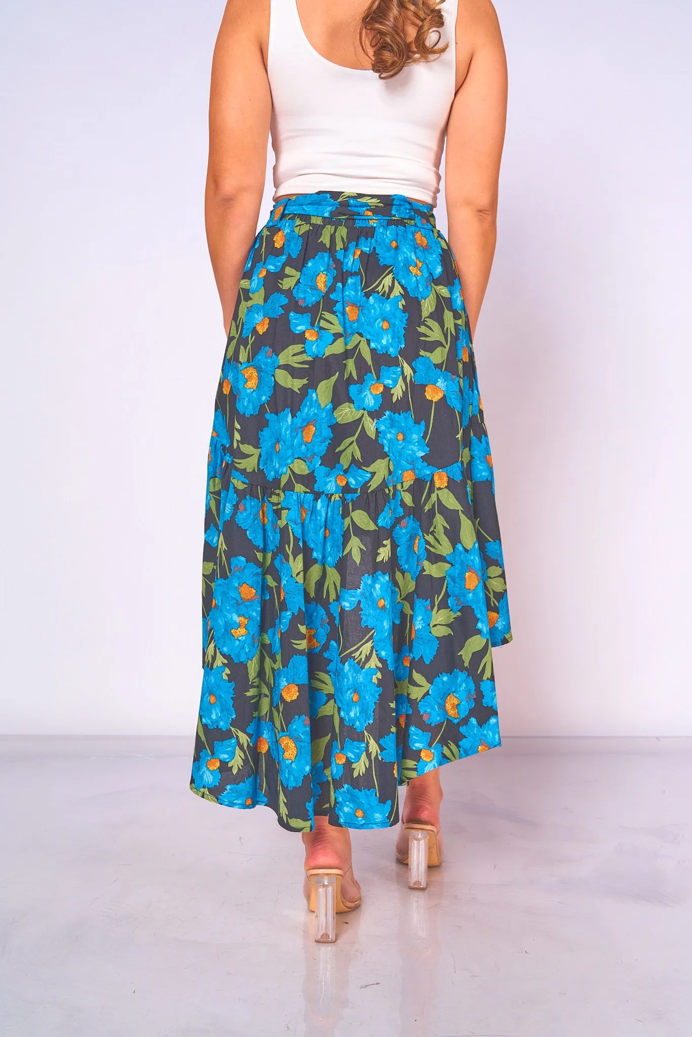 Wraparound Floral Print Skirt